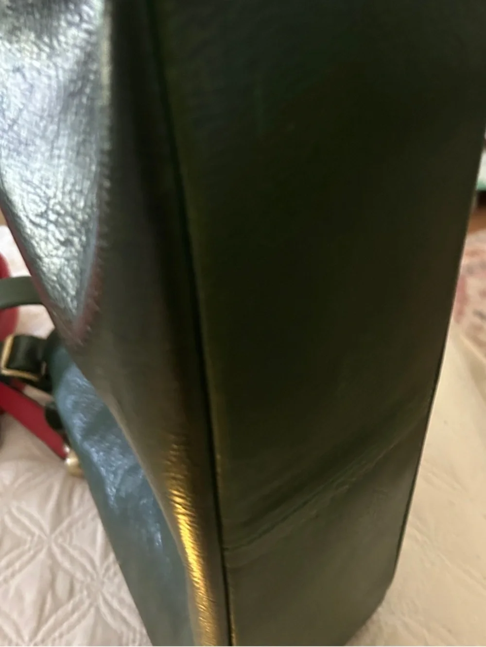 Vintage-Style Deep Green Leather Crossbody Bag by